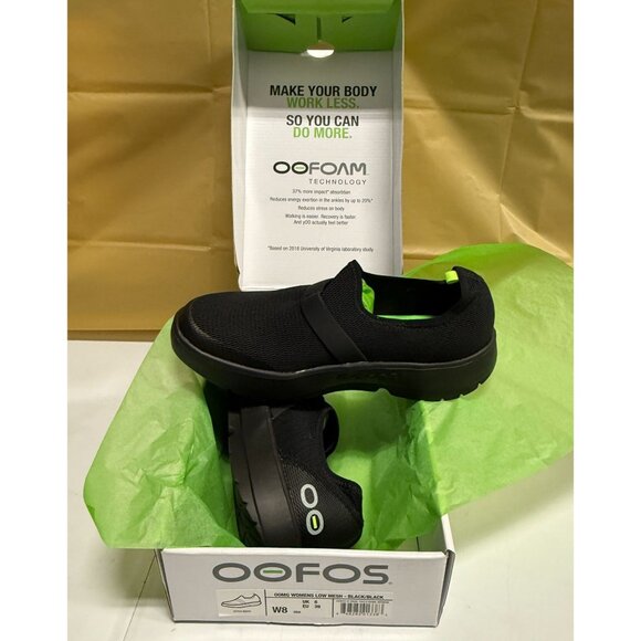 OOFOS OOmg Low Mesh Women's Slip on Shoes Black Size 8 - Picture 1 of 11